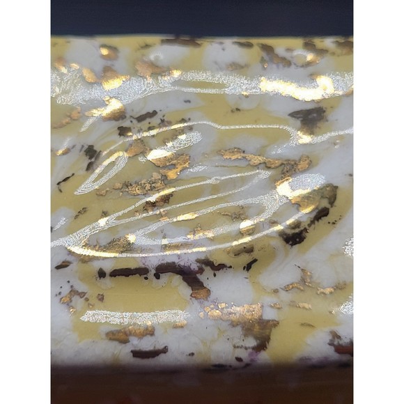 MCM Ceramic yellow & Gold Planter with Leaves - Picture 4 of 5